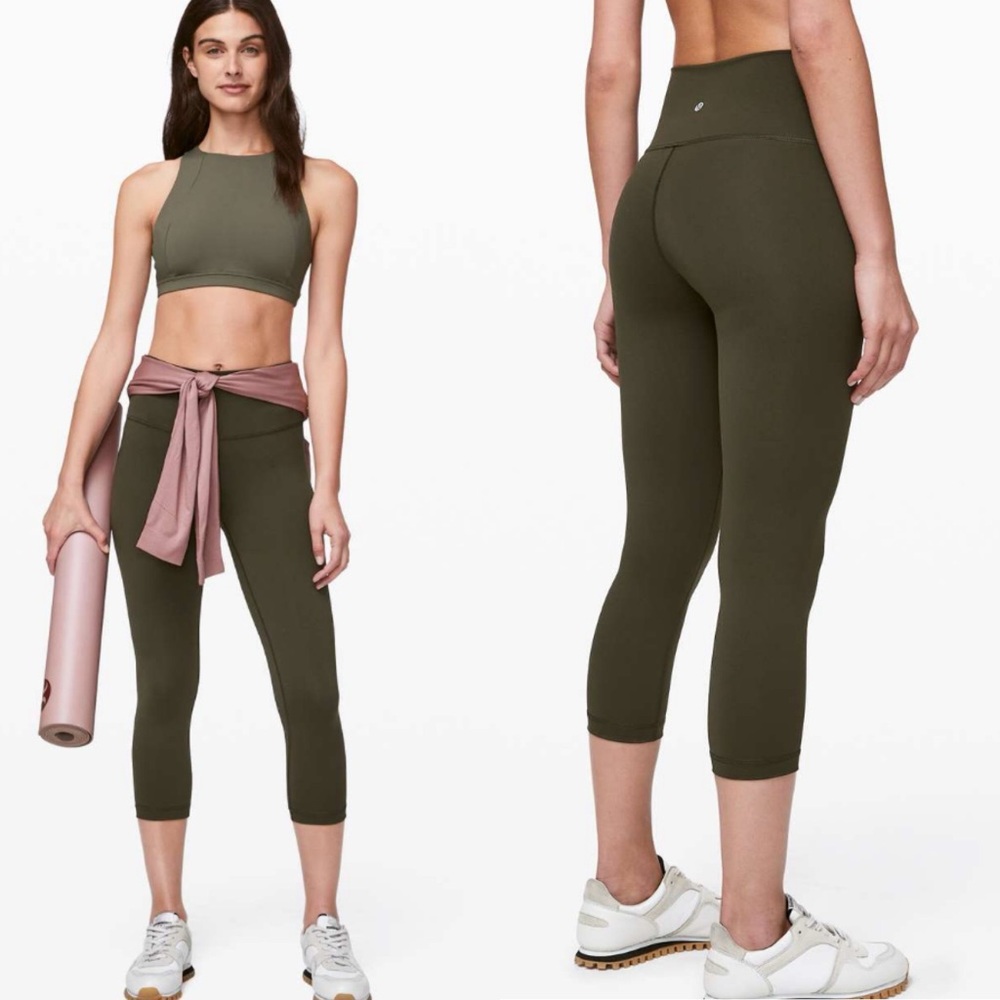 lululemon Wunder‎ Under Crop High-Rise *Full-On Luxtreme 21” Dark Olive